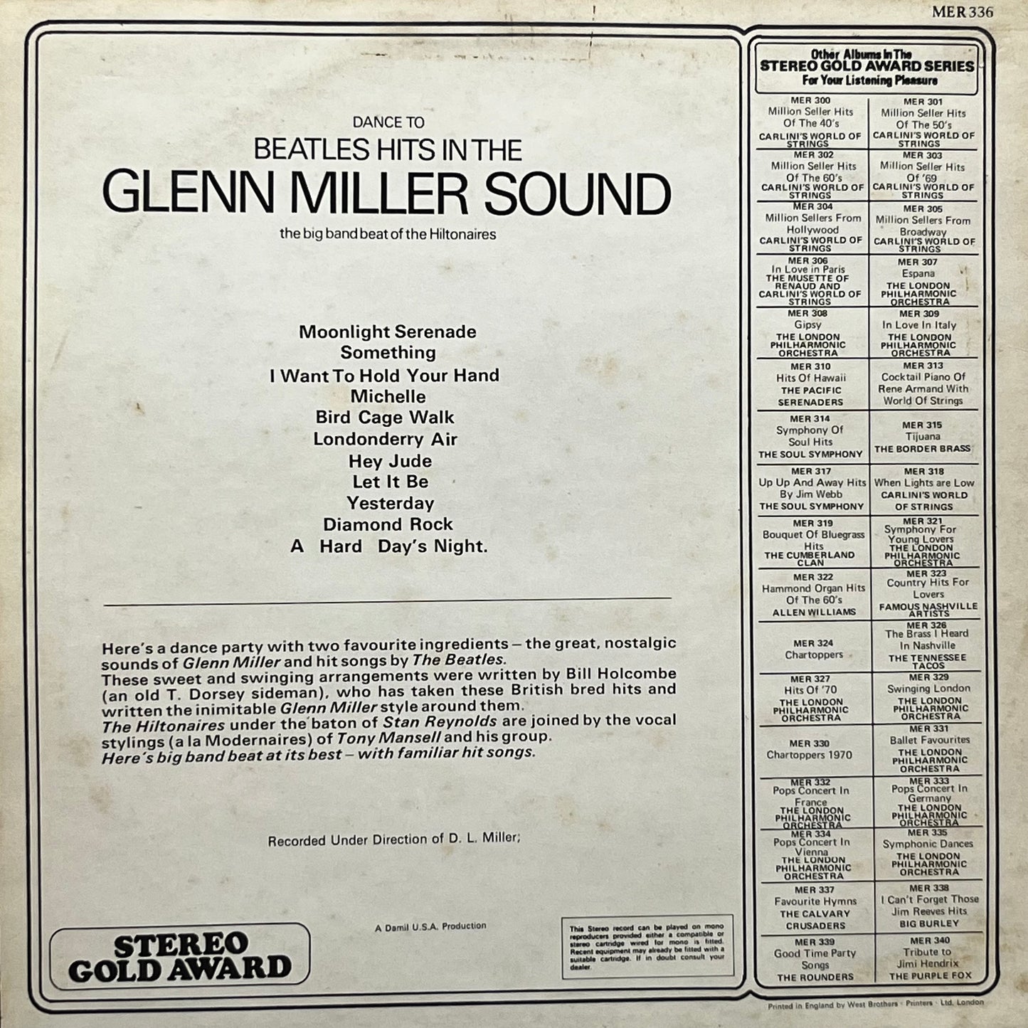 The Hiltonaires – Dance To Beatles Hits In The Glenn Miller Sound - Five Flags Records