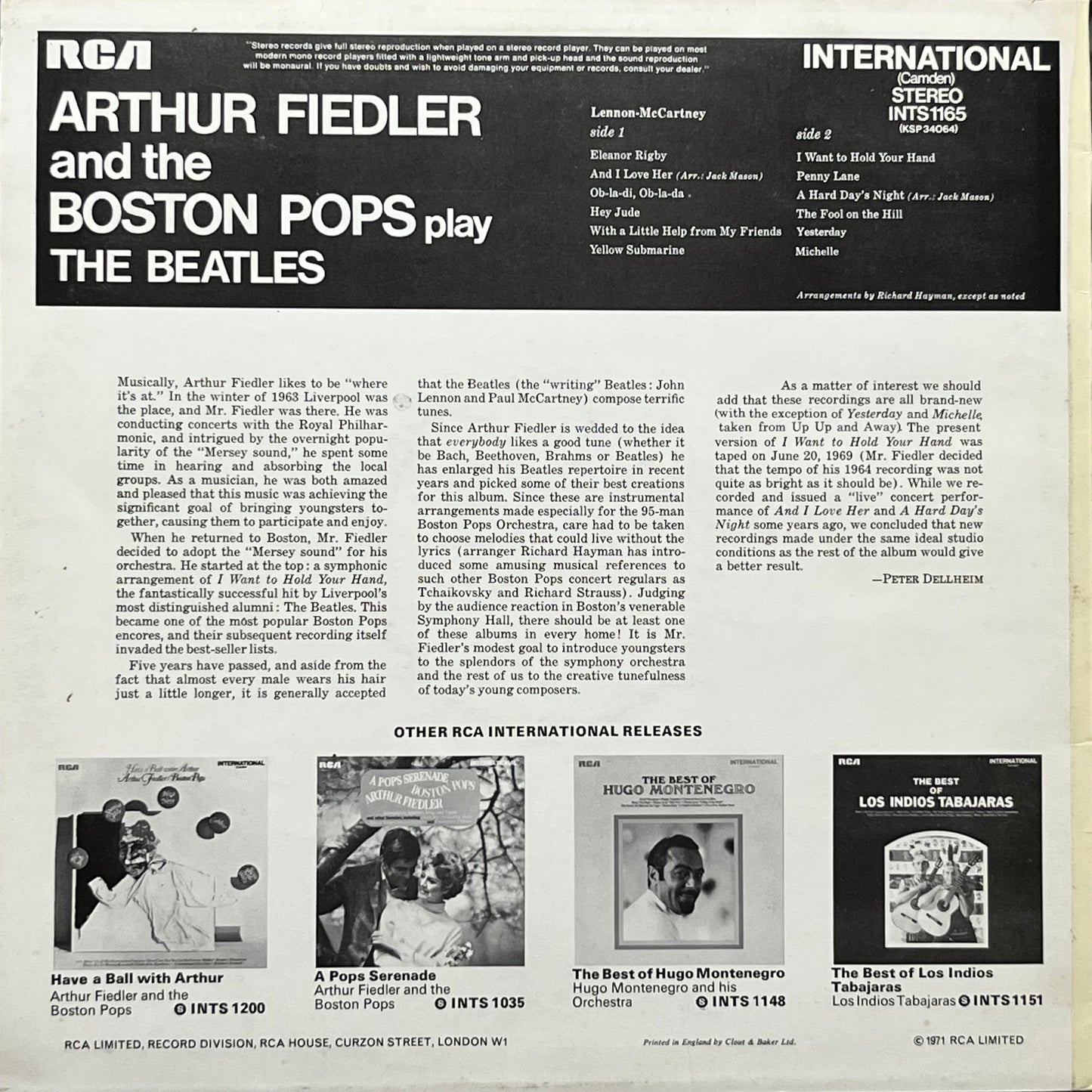 Arthur Fiedler And The Boston Pops - The Beatles - Five Flags Records