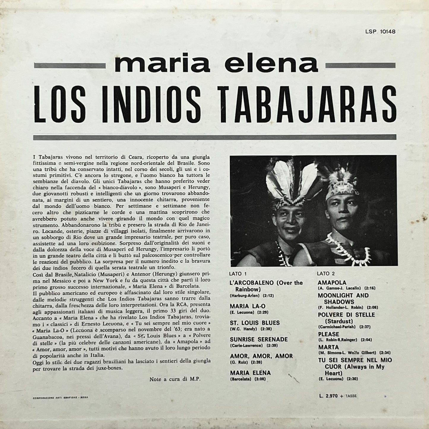 Los Indios Tabajaras - Maria Elena - Five Flags Records