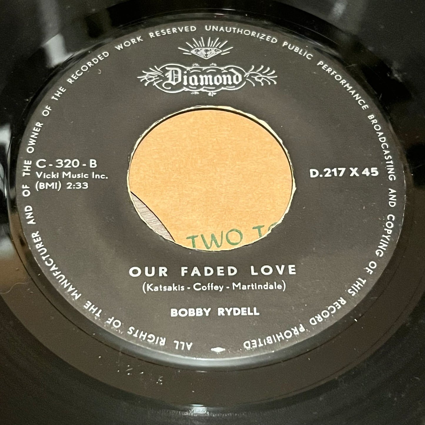 Bobby Rydell - A World Without Love / Our Faded Love - Five Flags Records