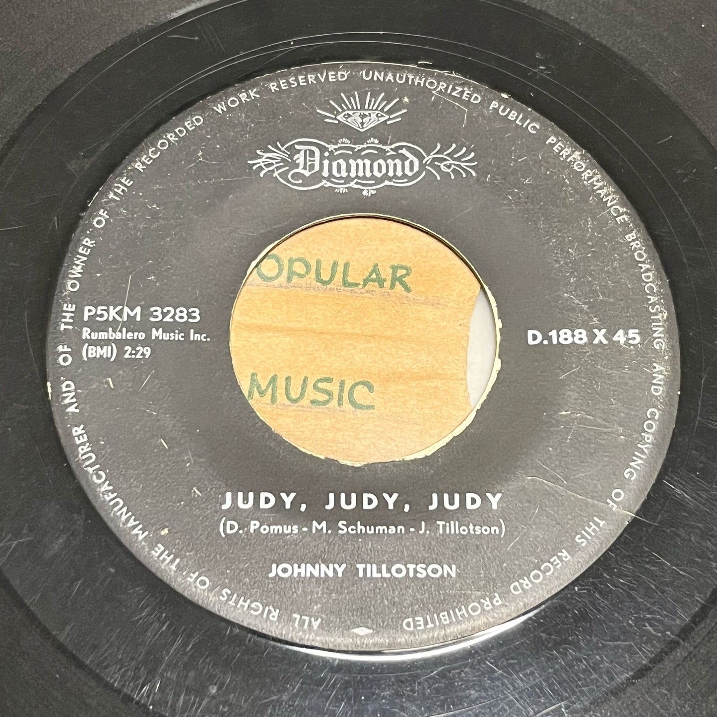 Johnny Tillotson - You Can Never Stop Me Loving You / Judy, Judy, Judy - Five Flags Records