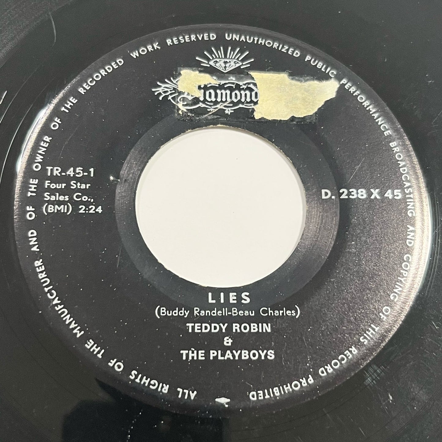 Teddy Robin & The Playboys - Lies / Six Days In May - Five Flags Records