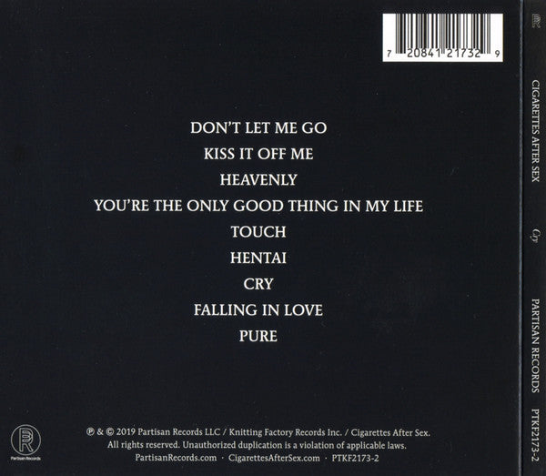Cigarettes After Sex : Cry (CD, Album, Dig)