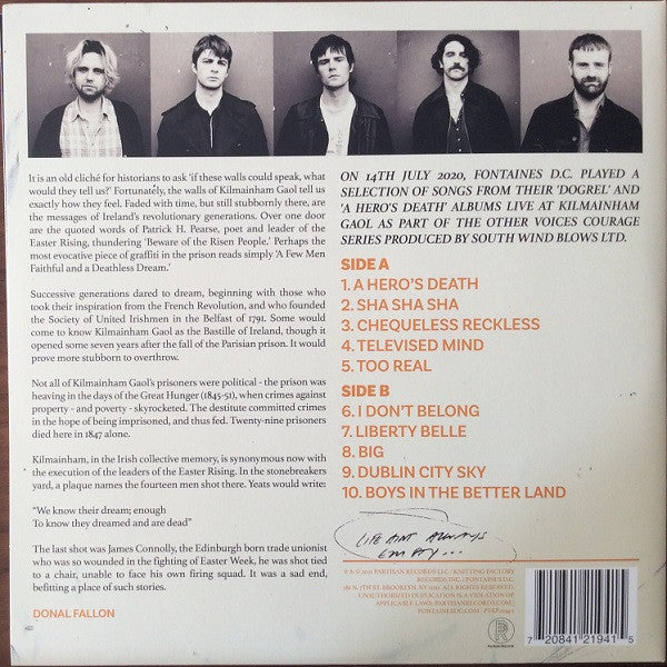 Fontaines D.C. : Live At Kilmainham Gaol (LP, RSD, Ltd, 180)