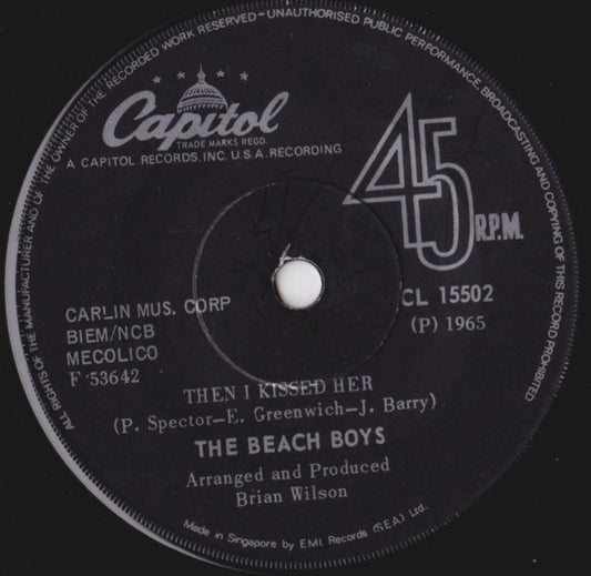 The Beach Boys : Then I Kissed Her (7", Single)