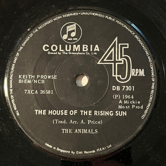 The Animals : The House Of The Rising Sun / Talkin' 'Bout You (7", Single)