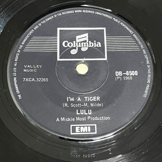 Lulu : I'm A Tiger / Without Him (7", Single, Sol)