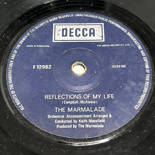 The Marmalade : Reflections Of My Life (7", Single, Sol)