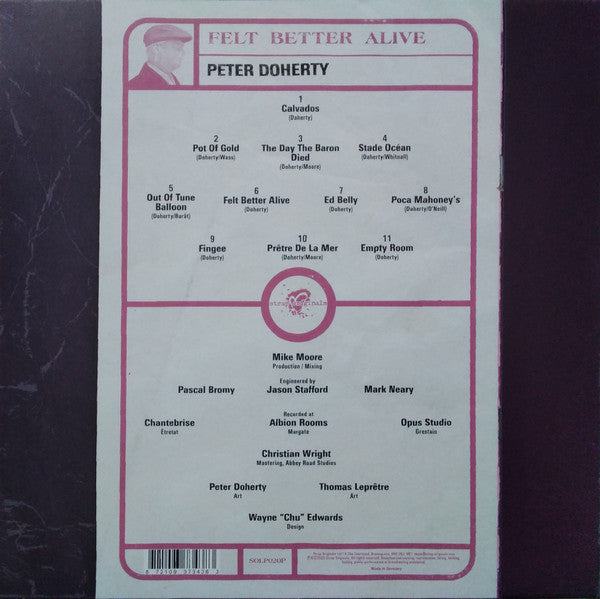 Peter Doherty* : Felt Better Alive (LP, Album, Ltd, Pin)