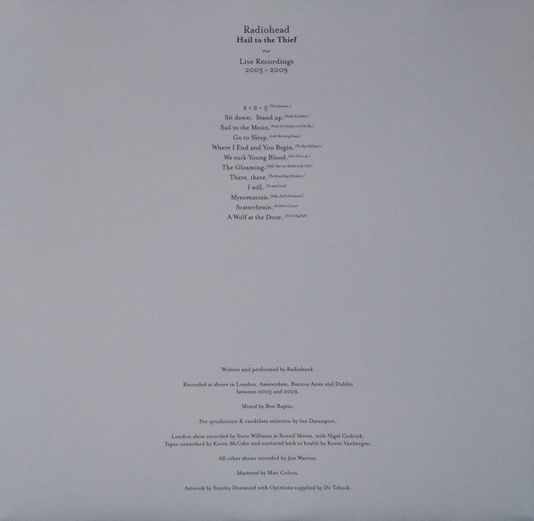 Radiohead : Hail To The Thief (Live Recordings 2003 - 2009) (LP, Album)