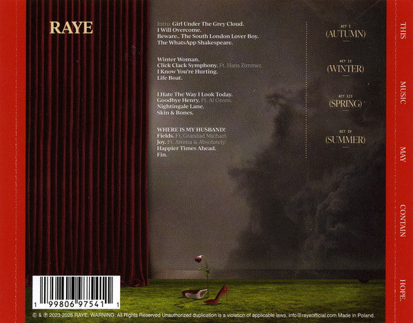 Raye (3) : This Music May Contain Hope. (CD, Album)
