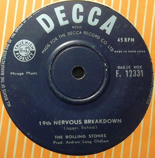 The Rolling Stones : 19th Nervous Breakdown / As Tears Go By (7", Single)