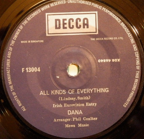 Dana (9) : All Kinds Of Everything (7", Single)