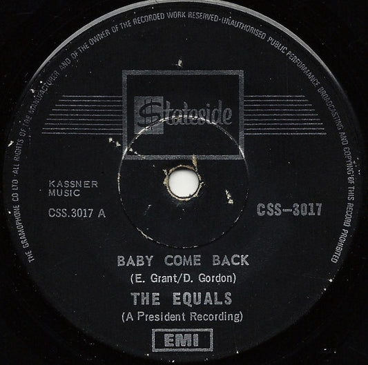 The Equals : Baby, Come Back / Hold Me Closer (7")