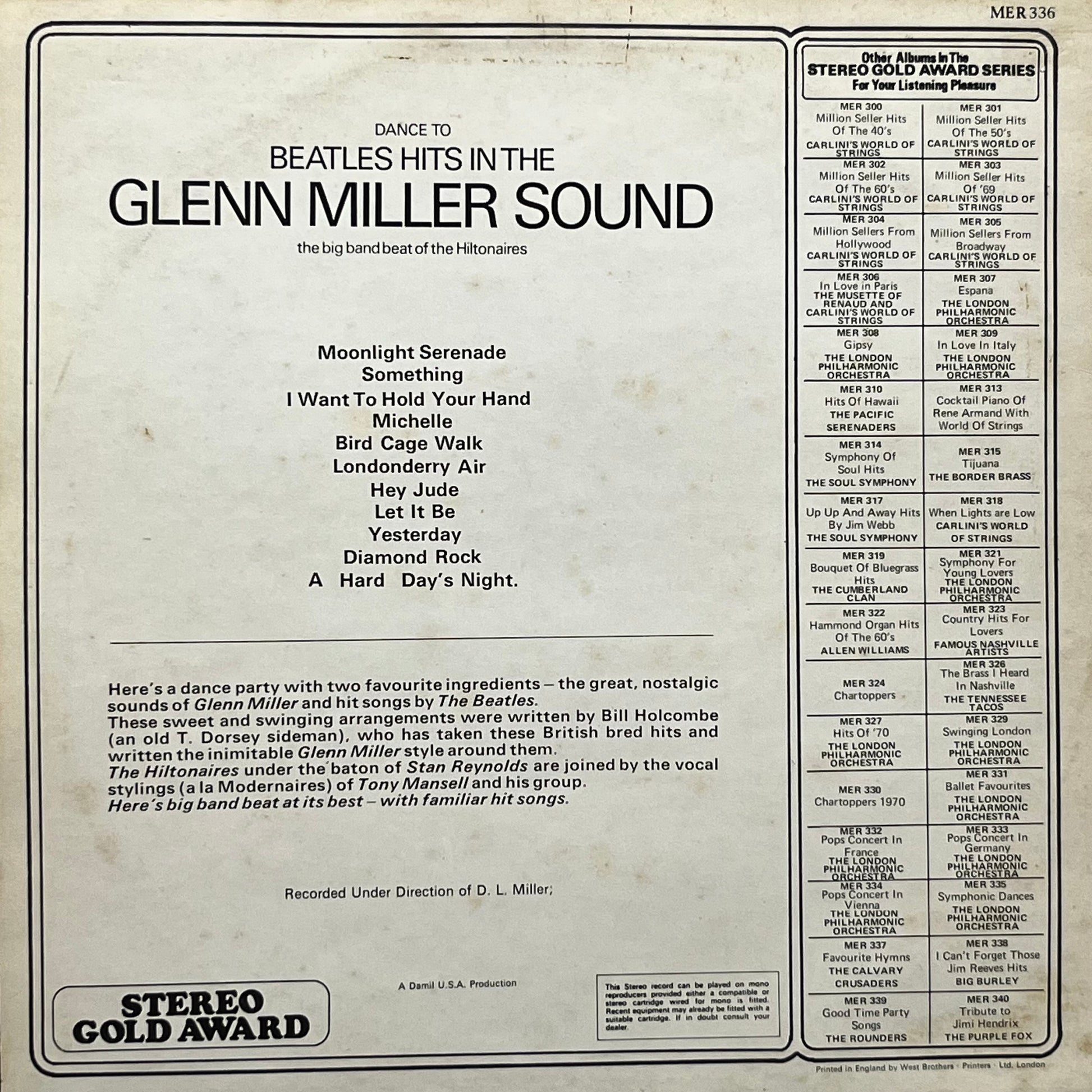 The Hiltonaires – Dance To Beatles Hits In The Glenn Miller Sound - Five Flags Records