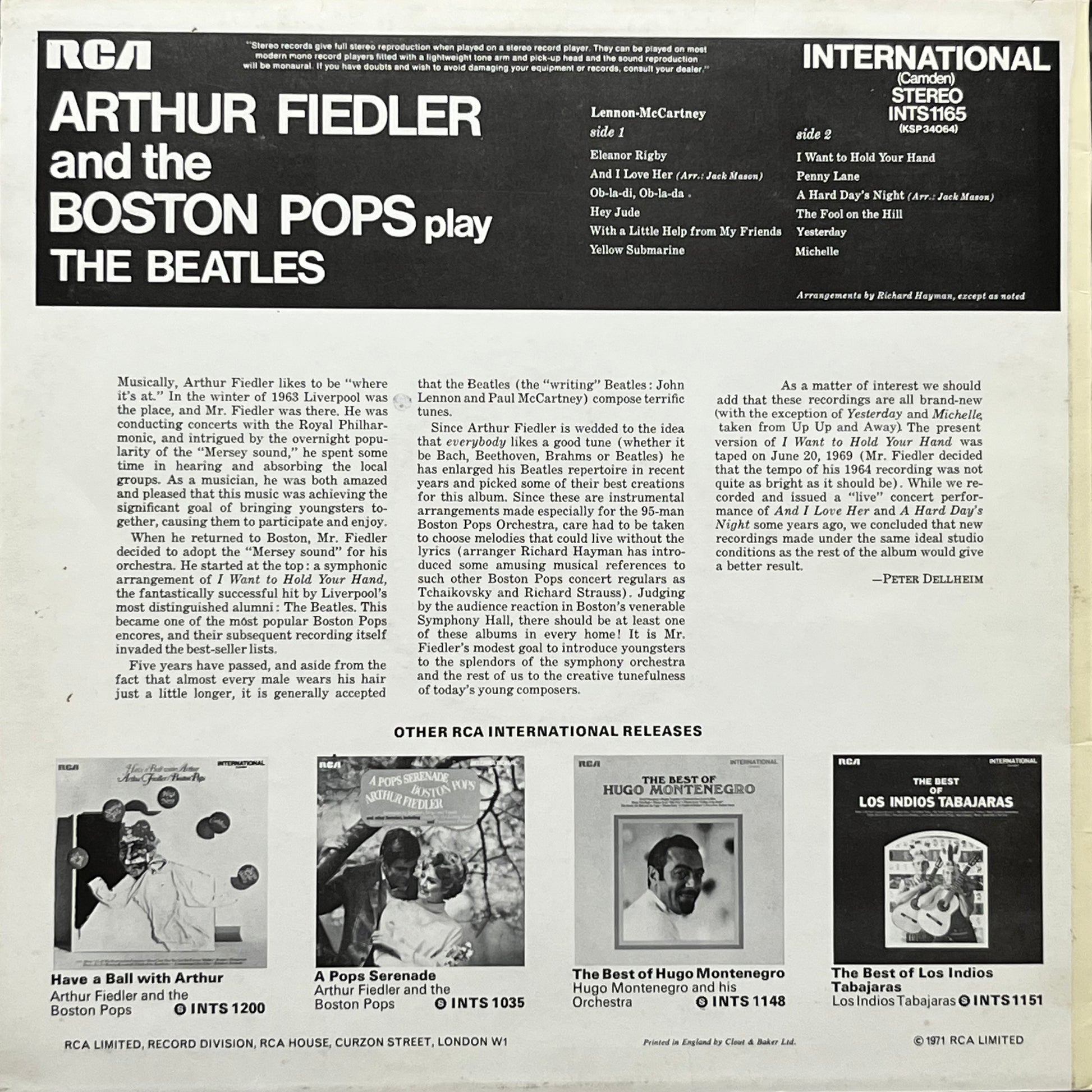 Arthur Fiedler And The Boston Pops - The Beatles - Five Flags Records