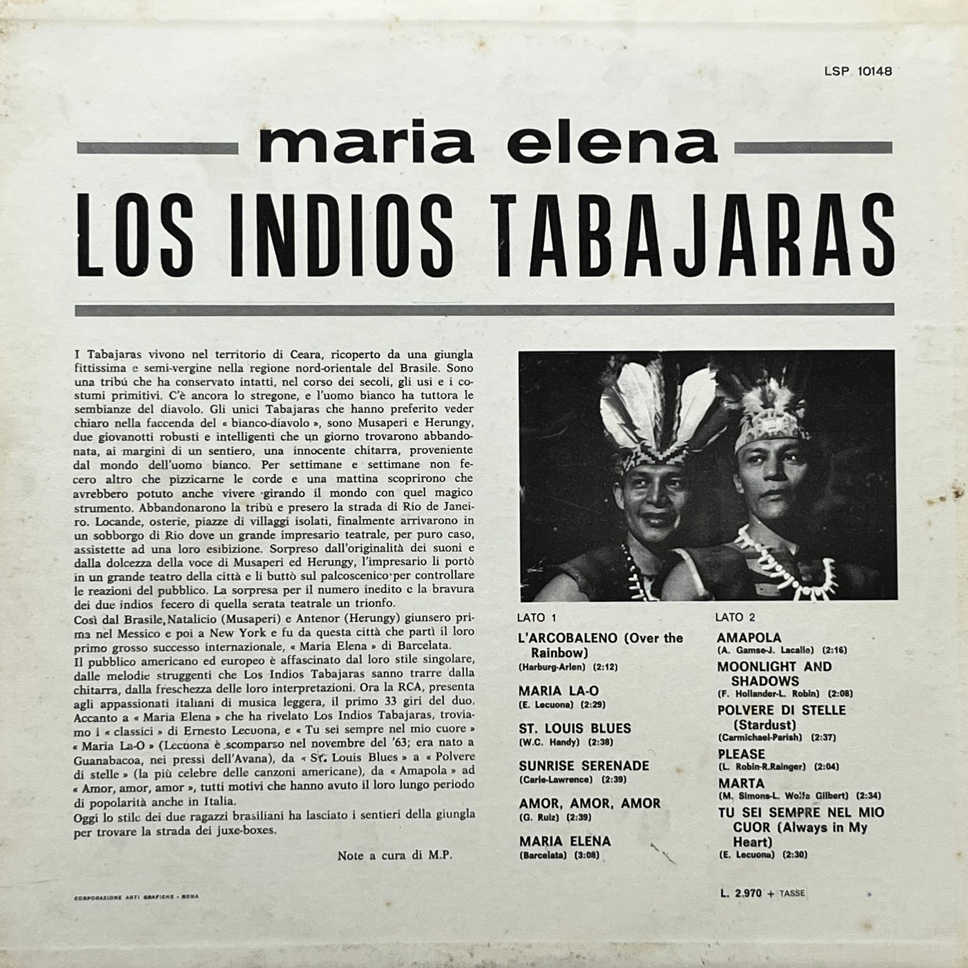 Los Indios Tabajaras - Maria Elena - Five Flags Records