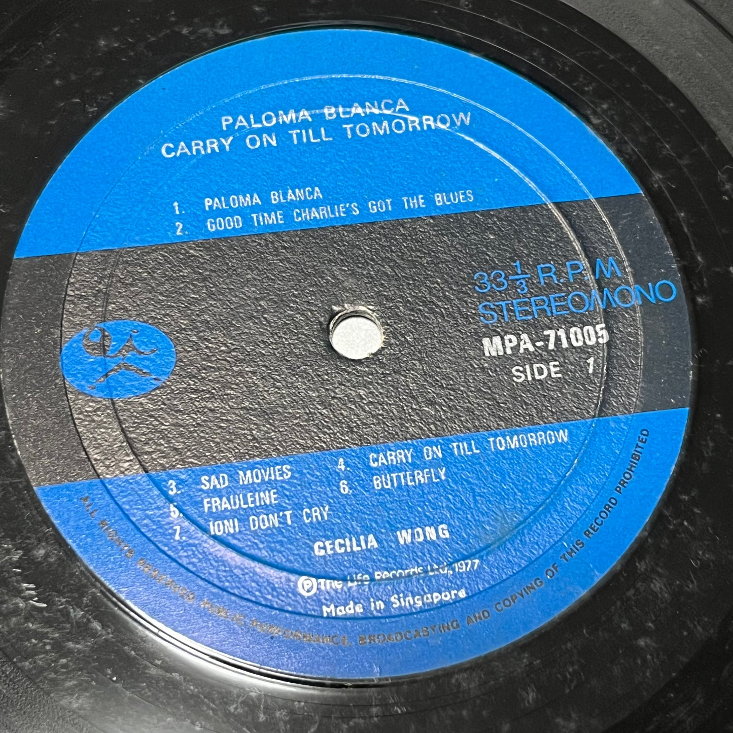 Cecelia Wong - Paloma Blanca Carry On Till Tomorrow - Five Flags Records