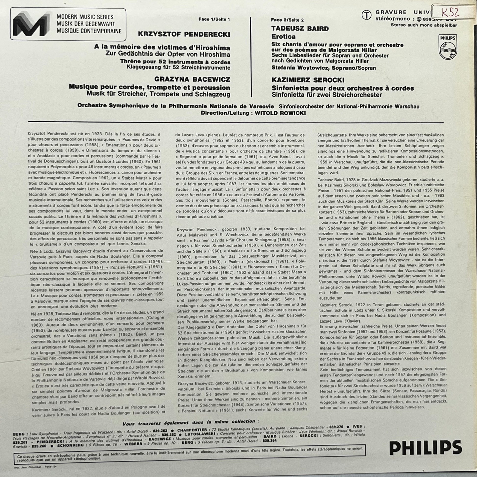 Witold Rowicki - Penderecki / Bacewicz / Baird / Serocki - Five Flags Records