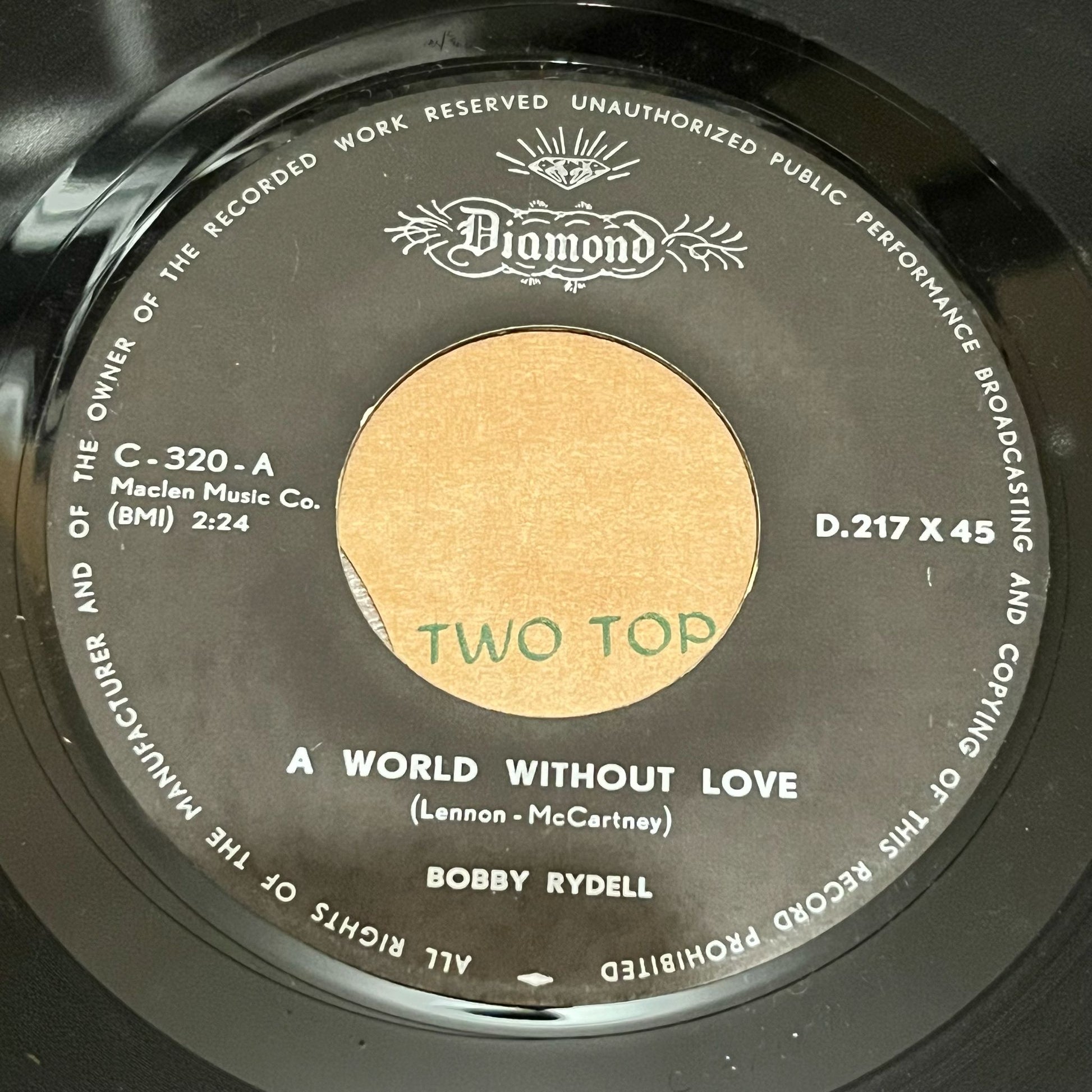 Bobby Rydell - A World Without Love / Our Faded Love - Five Flags Records