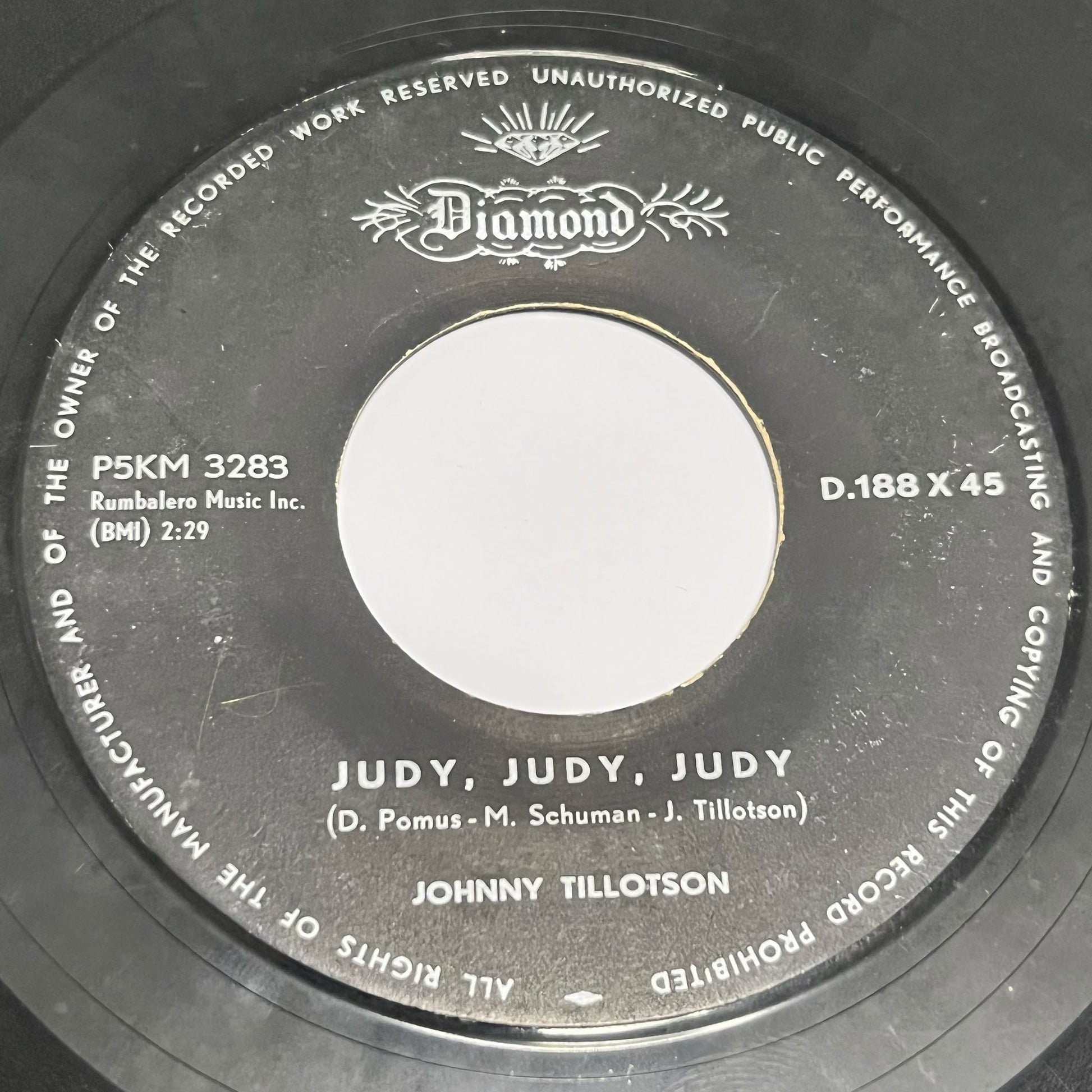 Johnny Tillotson - You Can Never Stop Me Loving You / Judy, Judy, Judy - Five Flags Records