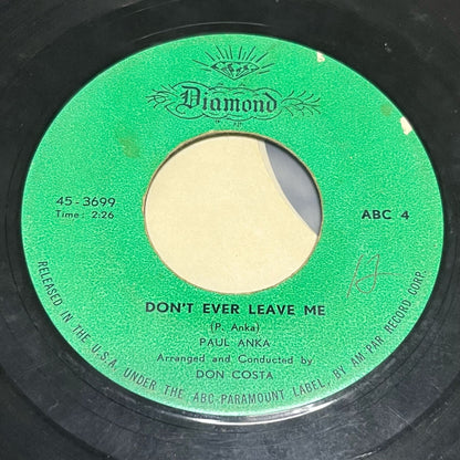 Paul Anka - Put Your Head On My Shoulder / Don't Ever Leave Me - Five Flags Records