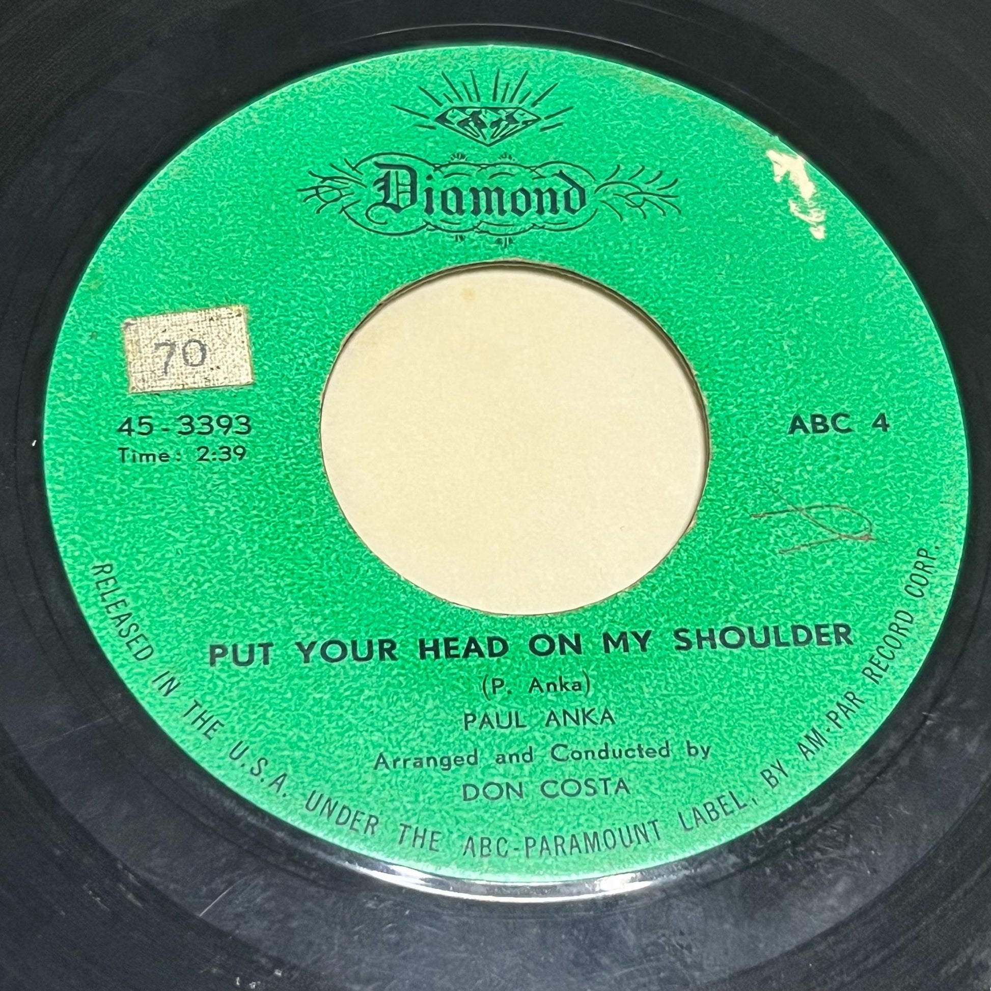 Paul Anka - Put Your Head On My Shoulder / Don't Ever Leave Me - Five Flags Records