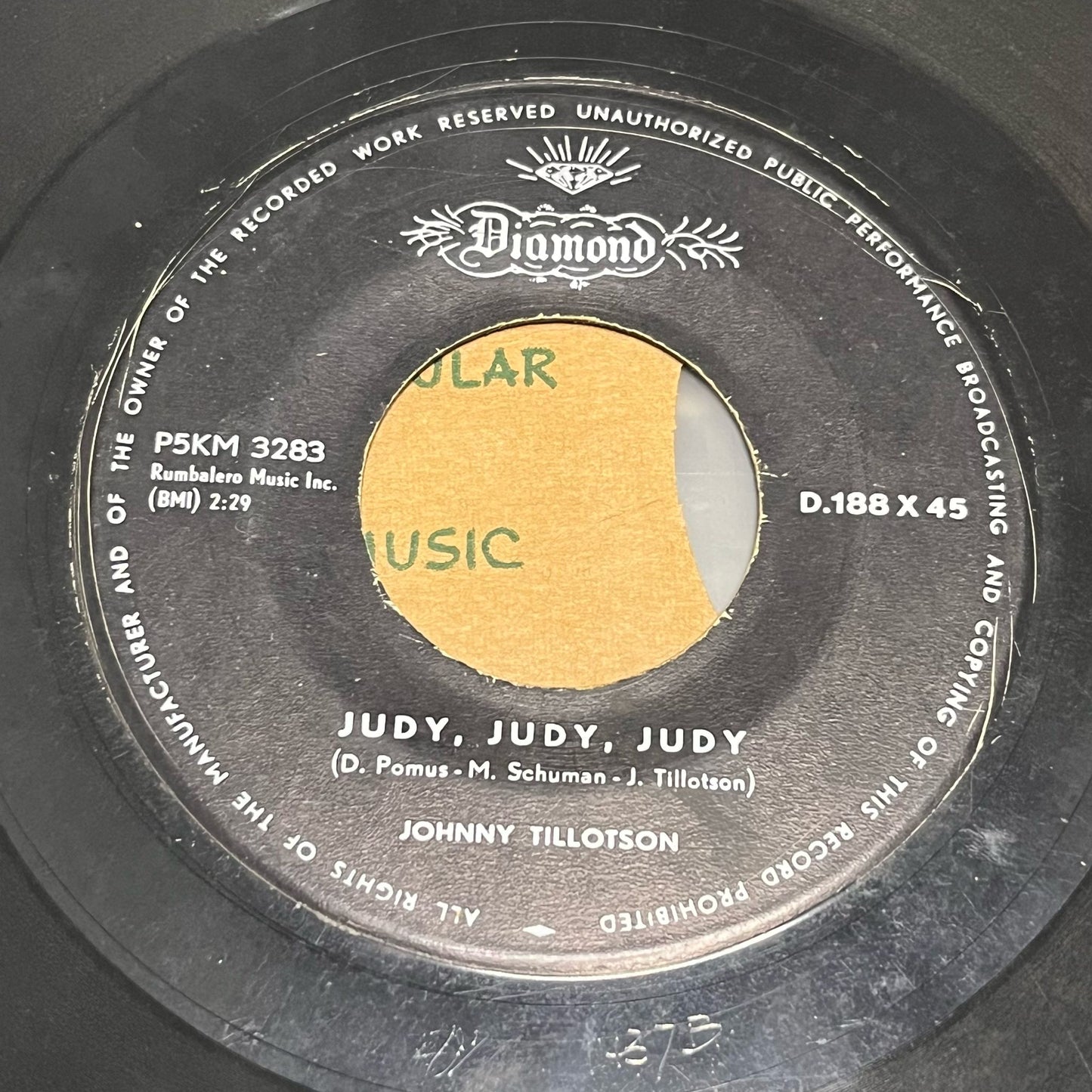 Johnny Tillotson - You Can Never Stop Me Loving You / Judy, Judy, Judy - Five Flags Records