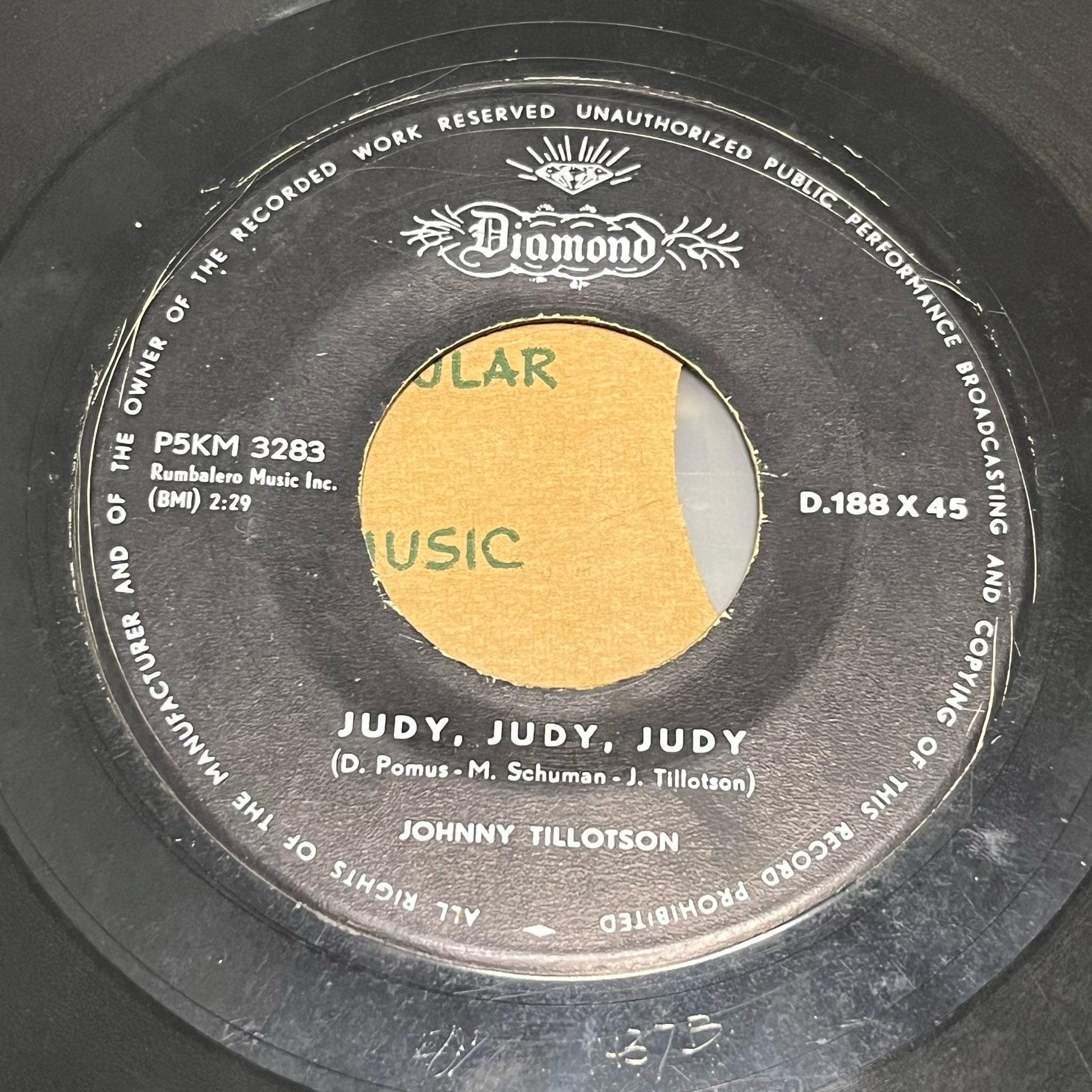 Johnny Tillotson - You Can Never Stop Me Loving You / Judy, Judy, Judy - Five Flags Records