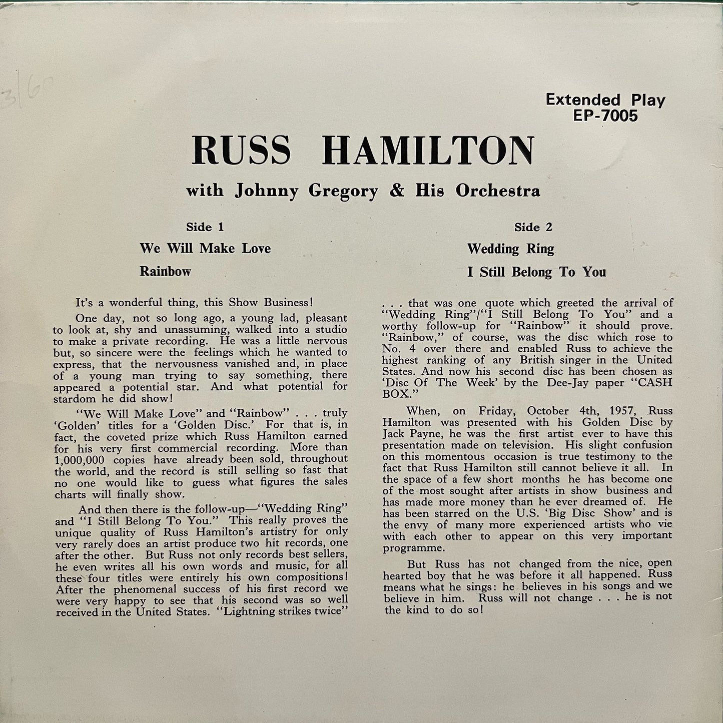 Russ Hamilton - We Will Make You - Five Flags Records