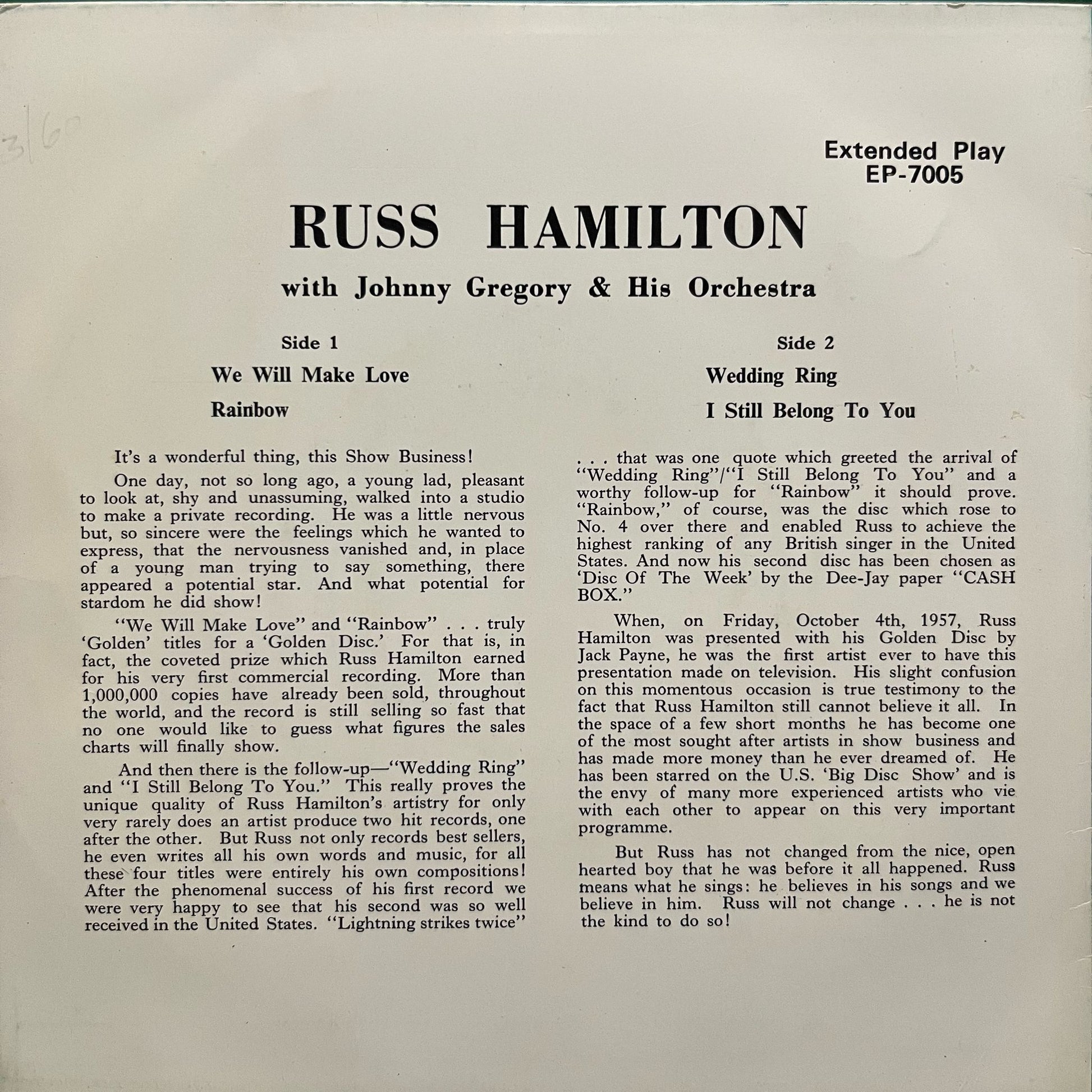 Russ Hamilton - We Will Make You - Five Flags Records