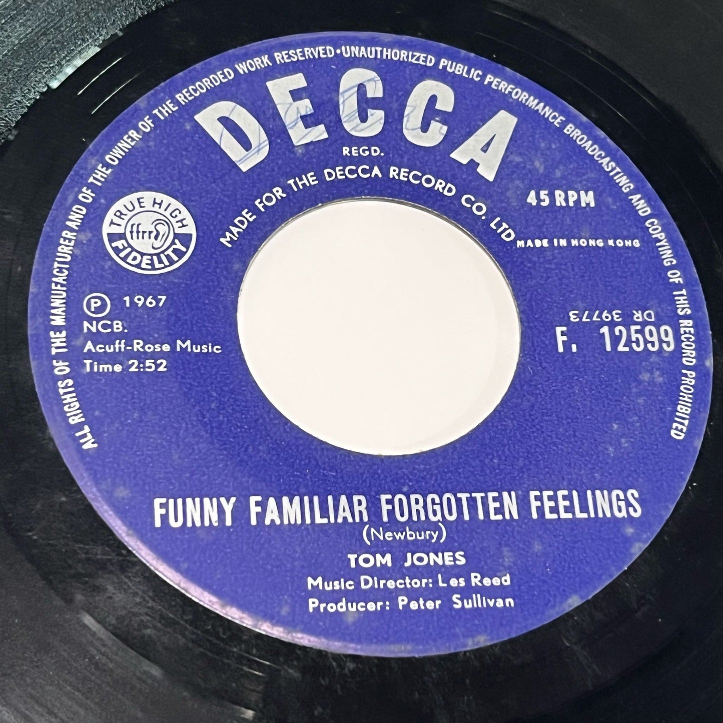 Tom Jones - Funny Familiar Forgotten Feelings / I'll Never Let You Go - Five Flags Records