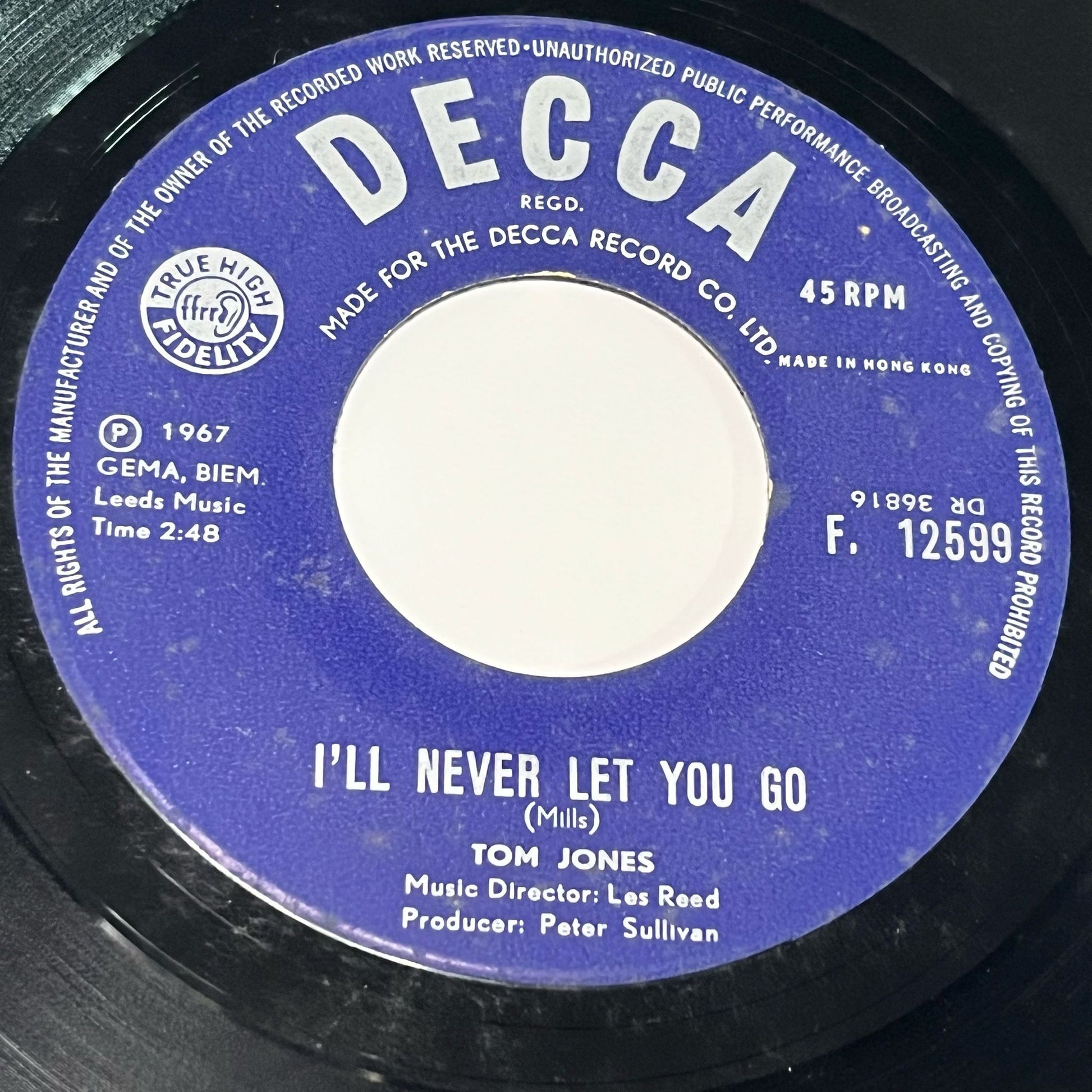 Tom Jones - Funny Familiar Forgotten Feelings / I'll Never Let You Go - Five Flags Records