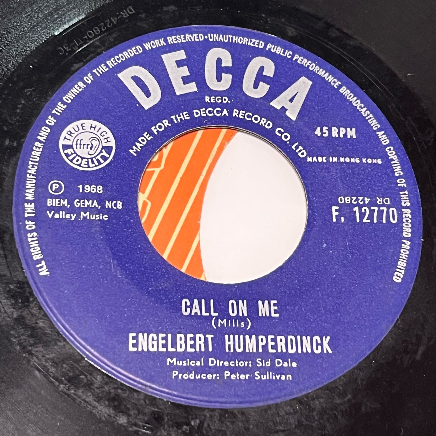Engelbert Humperdinck - A Man Without Love / Call On Me - Five Flags Records