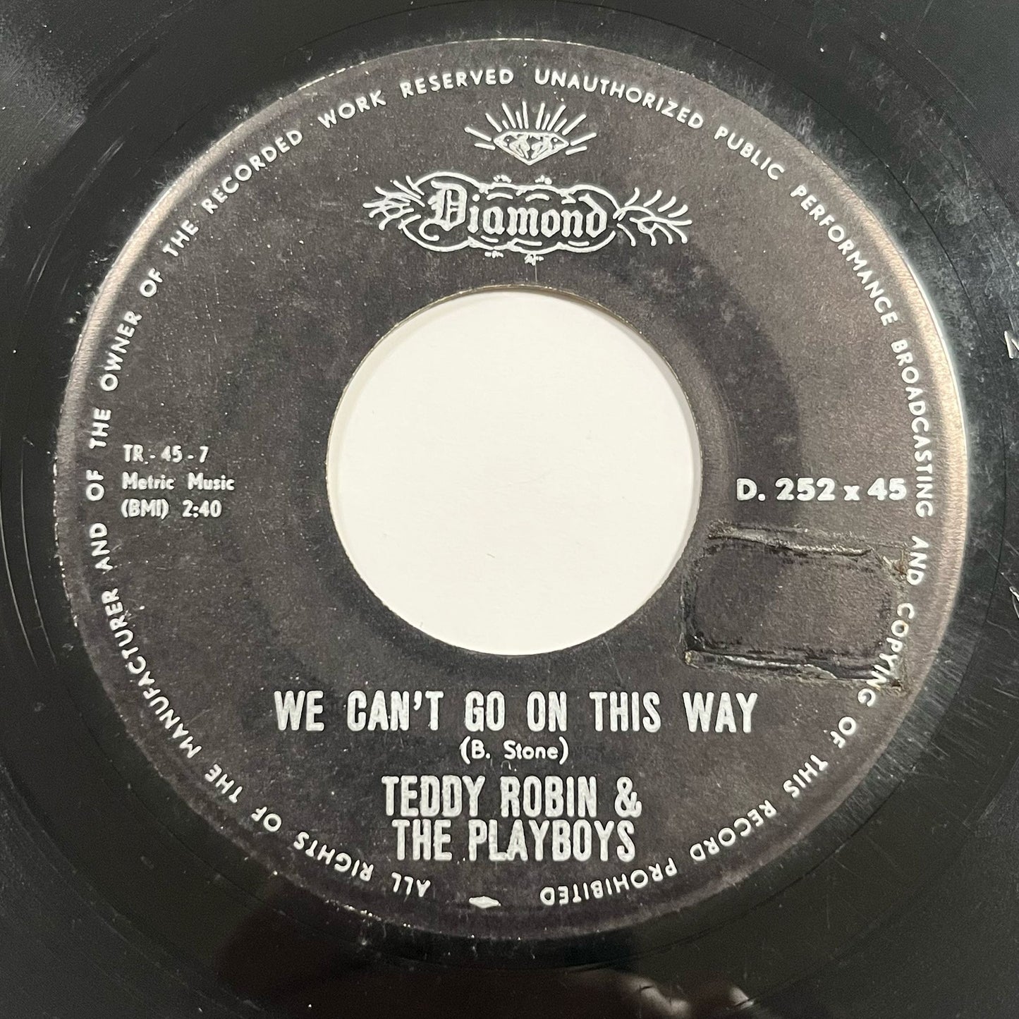 Teddy Robin & The Playboys - We Can't Go On This Way / Norman's Fancy (Theme From "Soundbeat") (1) - Five Flags Records