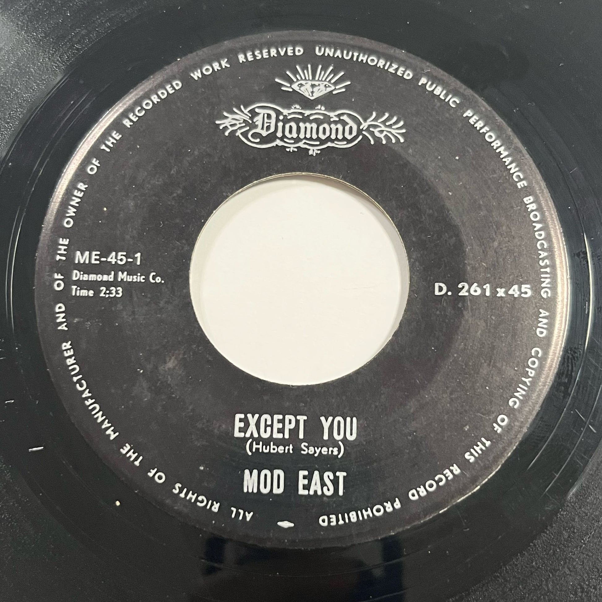 Mod East - Except You / No One Can Love You (The Way I Do) - Five Flags Records
